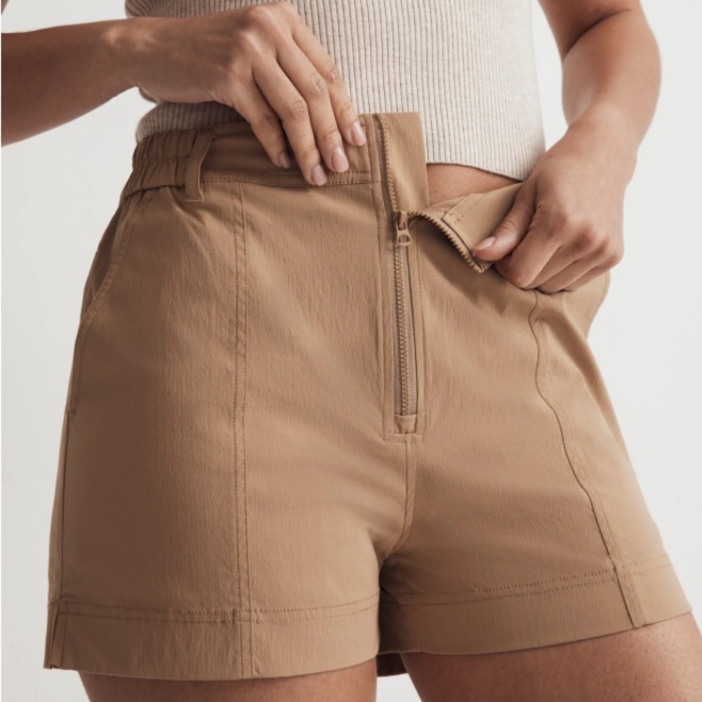 NWOT Madewell MWL Zip-Front Tapered Shorts In Seed Khaki Sz M